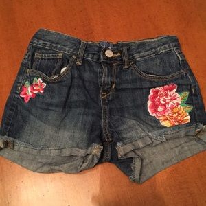 Denim Cutoffs with Floral Decoration